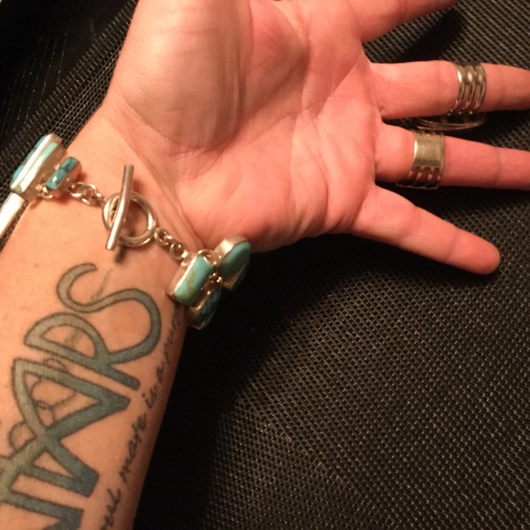 Huge Bold 3pc Artisan Genuine Turquoise .925 Stamped Sterling Trio “8 Rg’s 8 & 9 - Picture 5 of 16